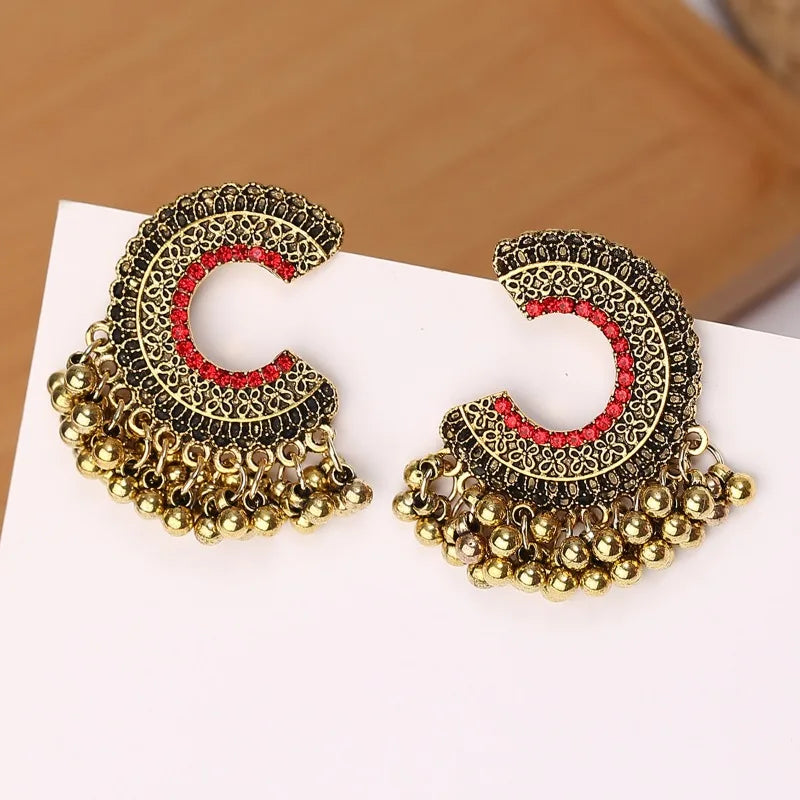 Zenat Colorful CZ Tassel Semicircle Jhumka