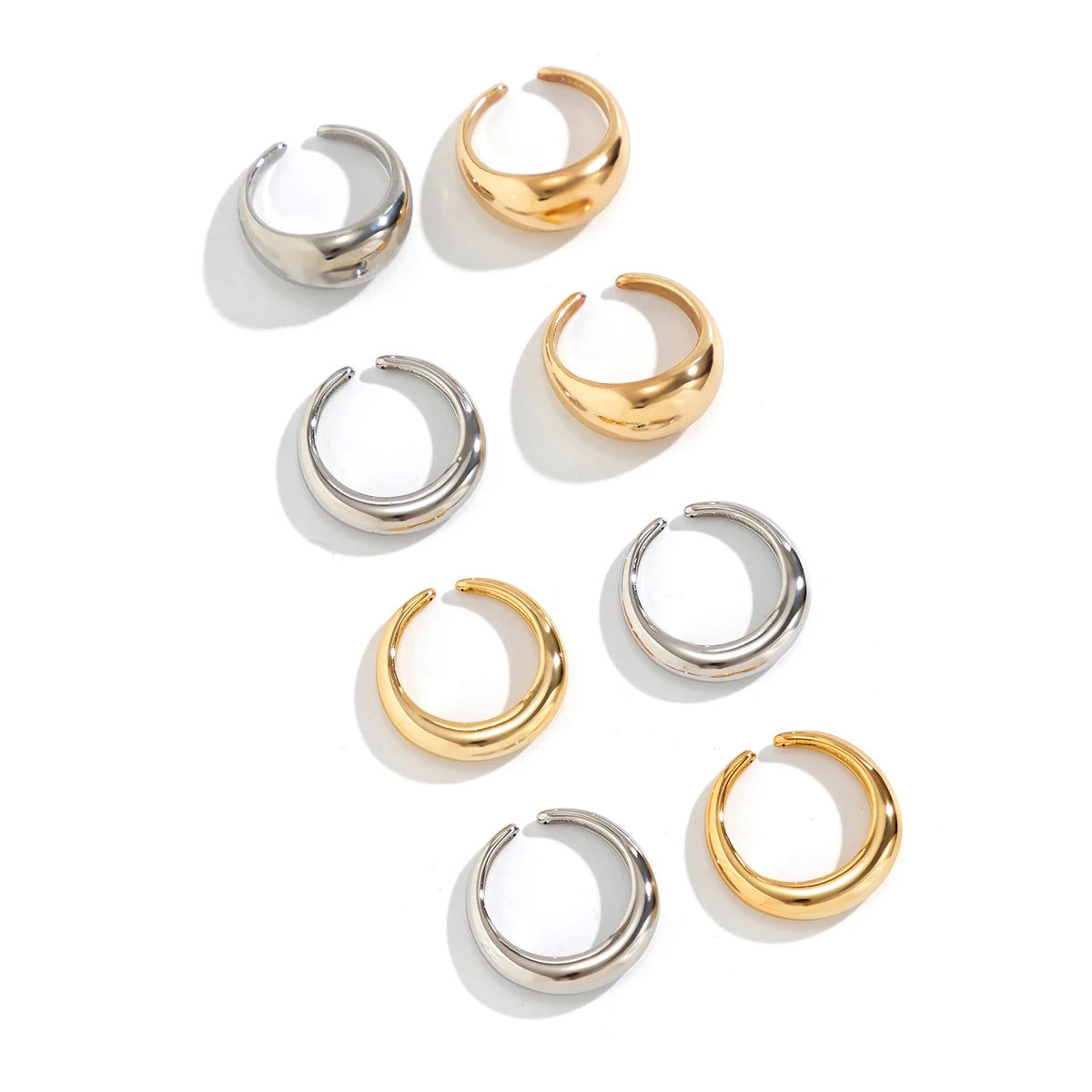 Zenat 8-Piece Chunky Mixed Metal Rings Set