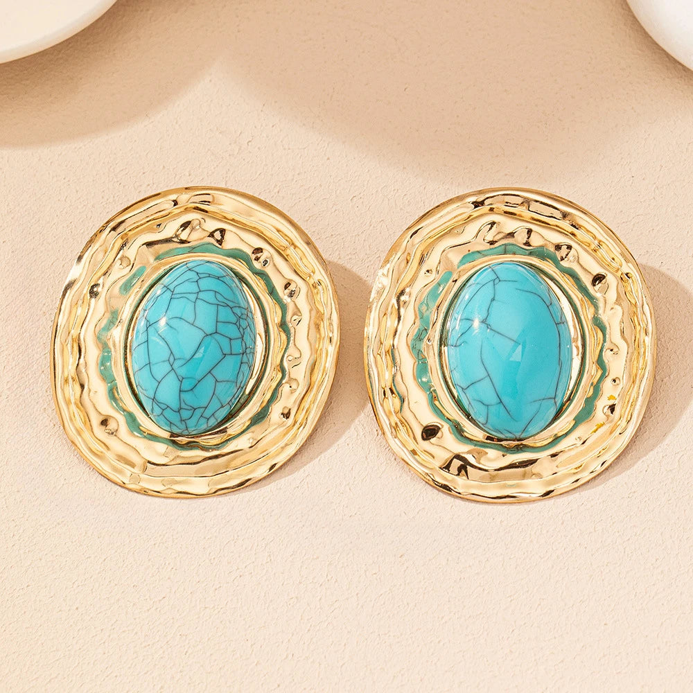 Zenat Round Geometric Stud Earrings – Women Party Gift