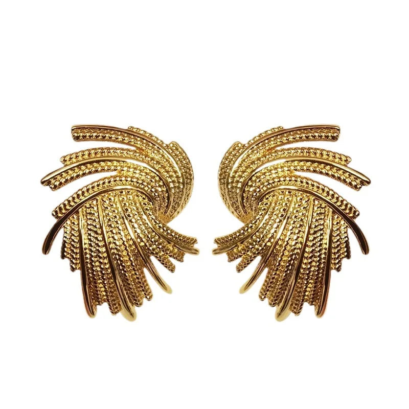 Zenat Golden Woven Clip-On Earrings – Geometric Non-Pierced