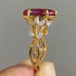 2025 European and American Red Cubic Zirconia Ring, Oval Geometric Fashion Temperament Elegant and Dazzling Jewelry Accessories