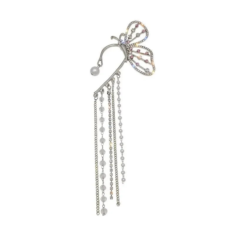 Ear Hanging Earrings Women New Trendy Long Autumn and Winter Super Fairy Ear Clip No Pierced Exaggerated Butterfly Earrings