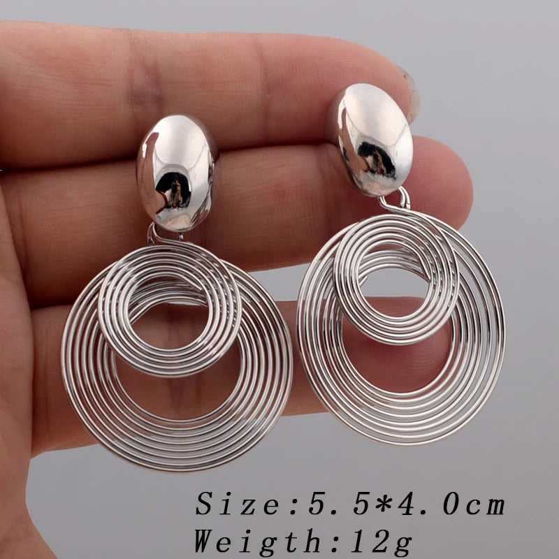 Zenat Big Round Statement Earrings – Gold & Silver