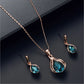 Zenat 3PC Waterdrop Rhinestone Necklace & Earrings Set