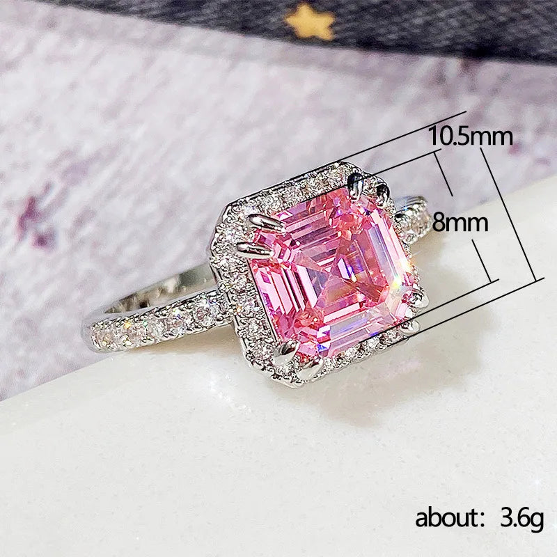 Zenat Pink Zirconia Trendy Sweet and Romantic Engagement Rings