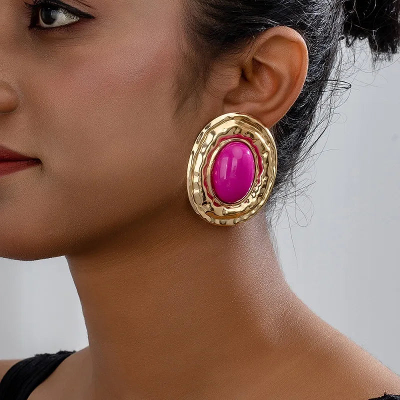 Zenat Round Geometric Stud Earrings – Women Party Gift