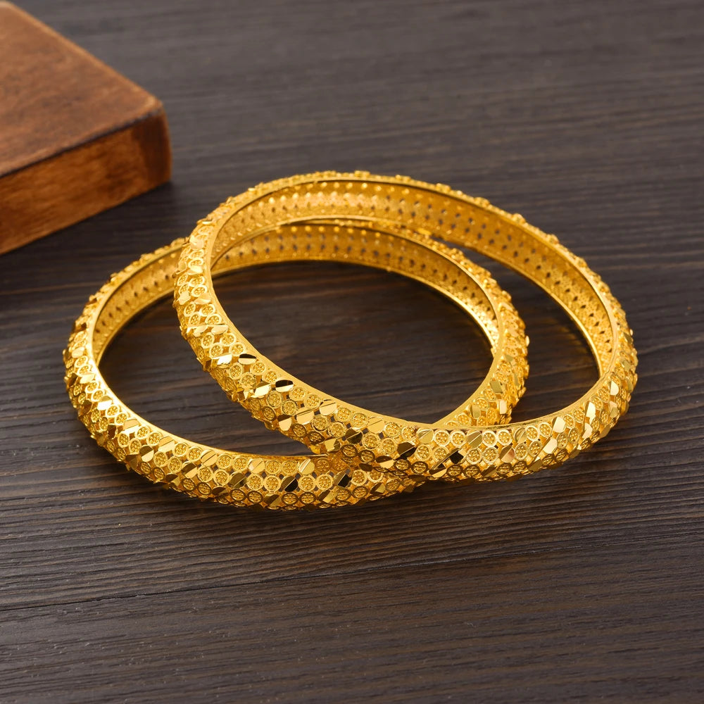 Bangrui 24K Dubai Gold Color Bangles Free Size