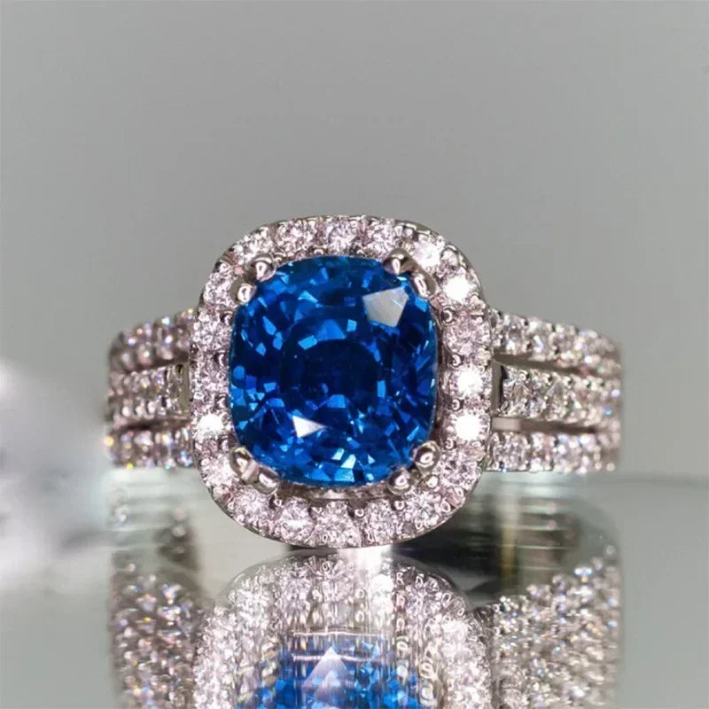 Zenat Blue Cube Zircon Elegant Ring