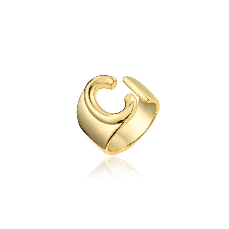 Zenat Letter Adjustable Stainless Steel Ring