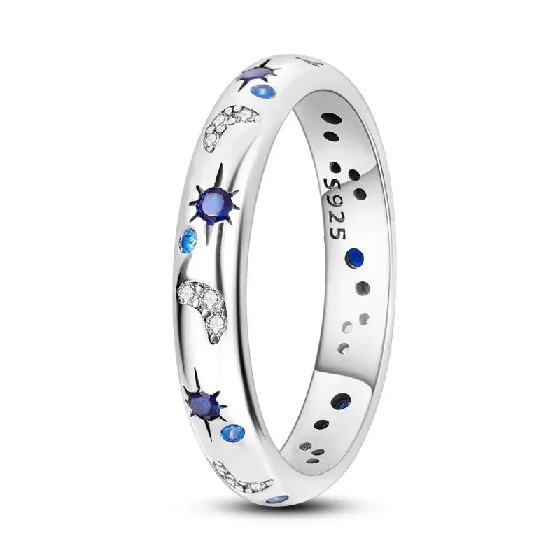 Zenat Celestial Blue Moon Sun Crystal Ring