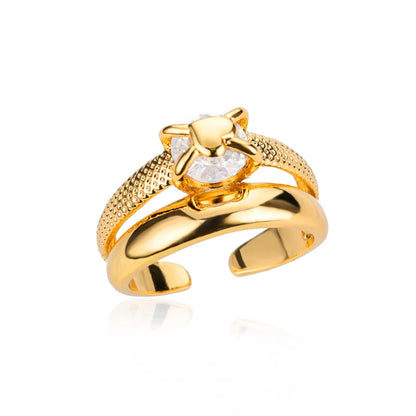Zenat Heart Gold Plated Adjustable Ring