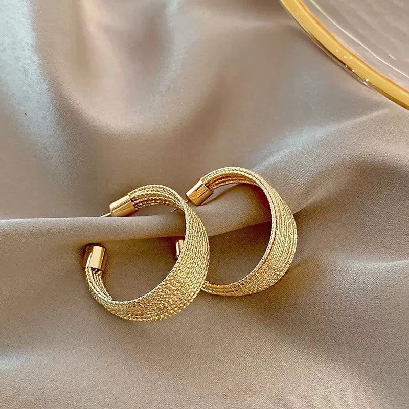 Zenat Big Hoop Earrings – Geometric Layered Luxury Drop