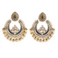 Zenat Retro Green Carved Pearl Tassel Jhumka