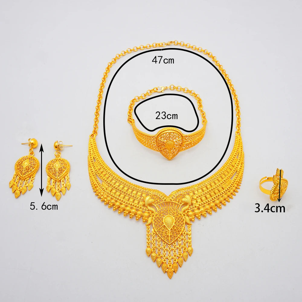 Zenat Dubai 24K Gold Plated Wedding Jewelry Set