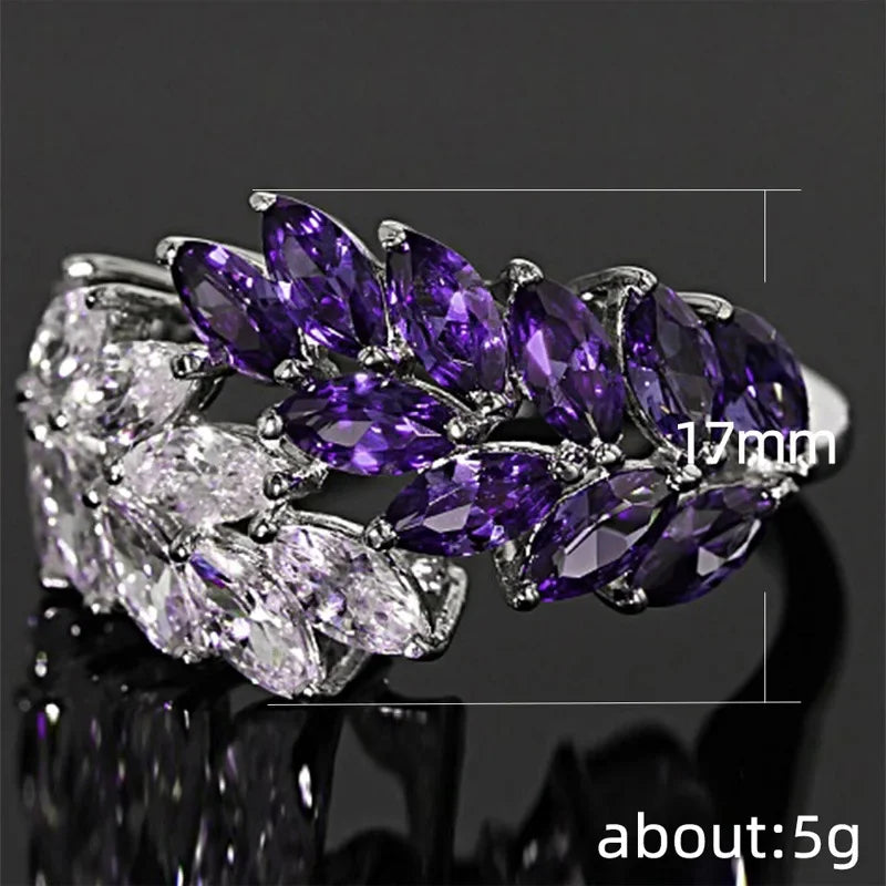Zenat Purple Cubic Zirconia Square Crystal Ring