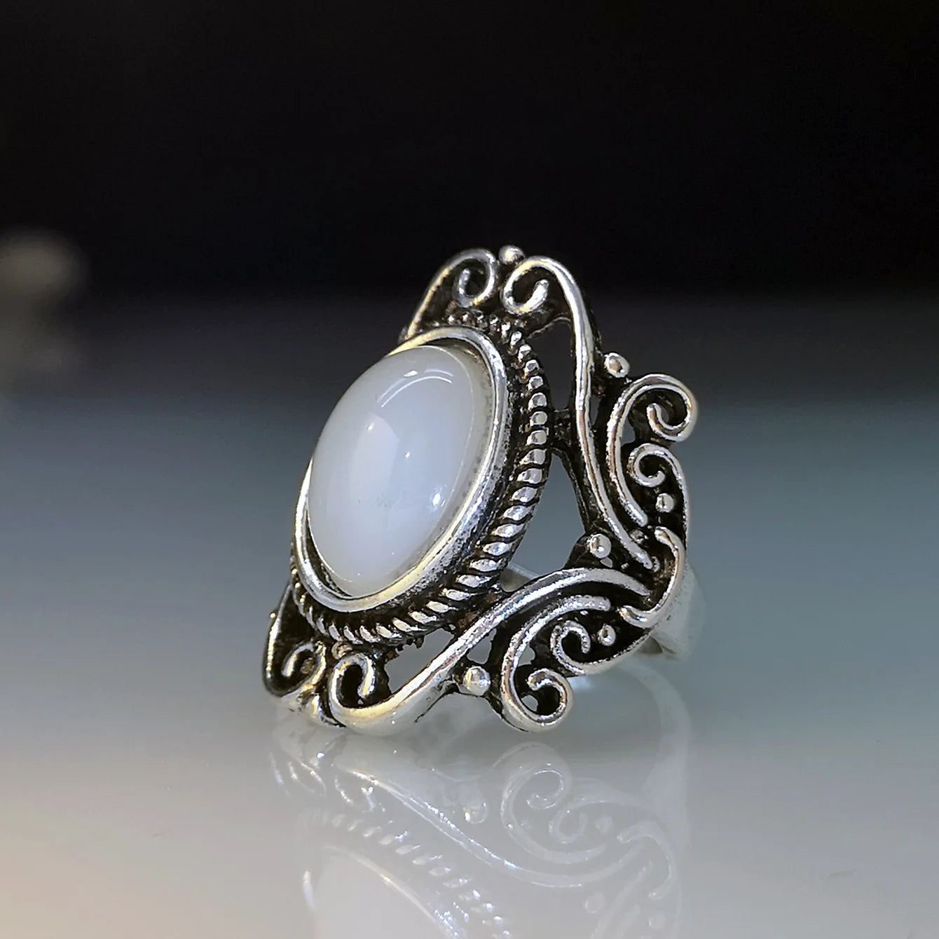 Zenat Victorian Women’s Faux Turquoise Carved Ring