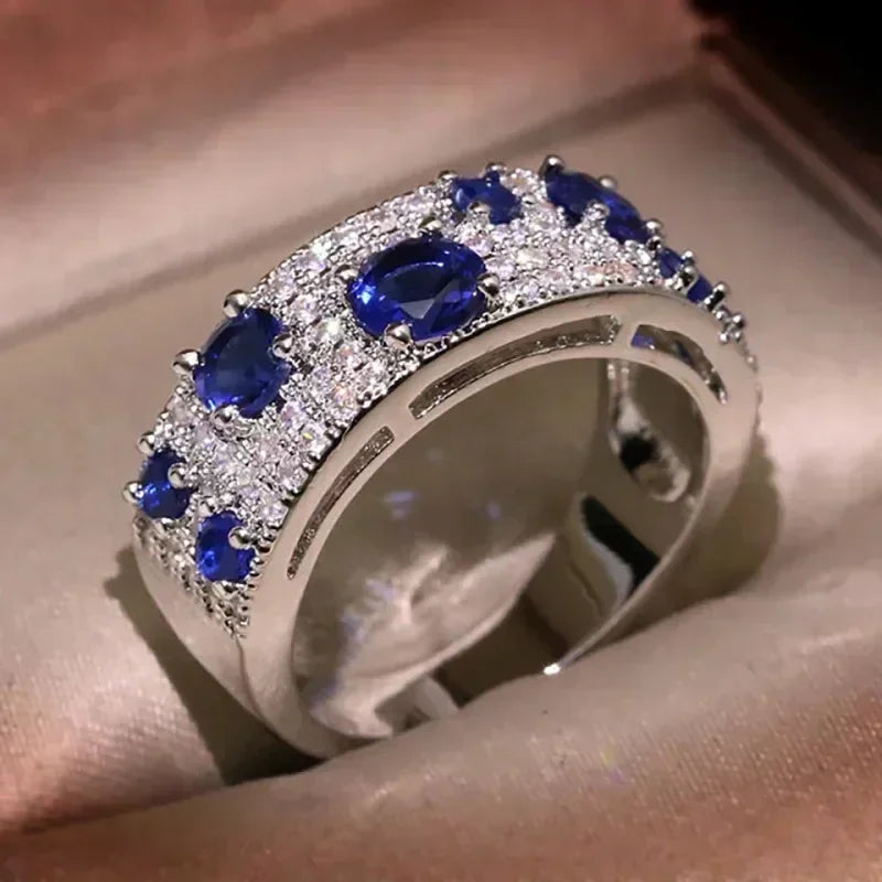 Zenat Blue Cube Zircon Elegant Ring