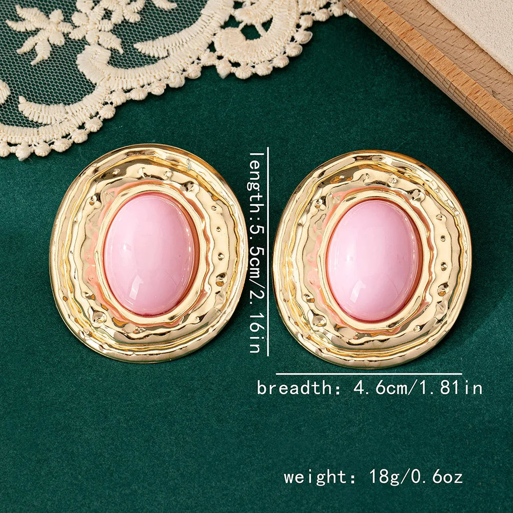 Zenat Round Geometric Stud Earrings – Women Party Gift