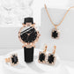 Zenat 5Pcs Set Luxury Rhinestone Watch Quartz Bracelet Set