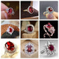 Zenat Elegant Red Corundum Ring with Large Zircon