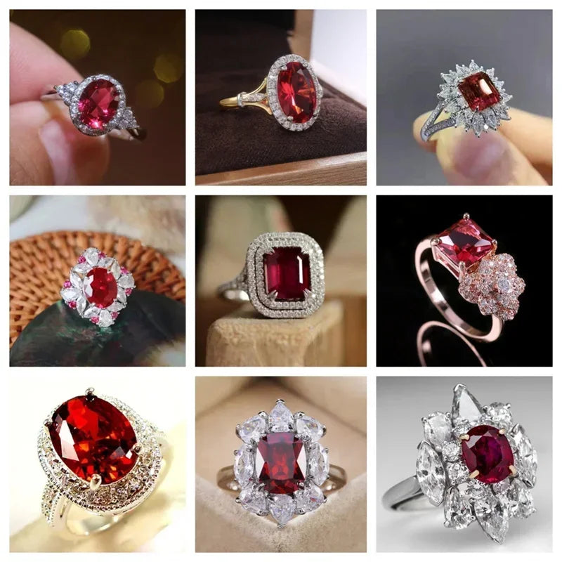 Zenat Elegant Red Corundum Ring with Large Zircon
