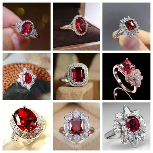 Zenat Elegant Red Corundum Ring with Large Zircon