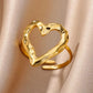 Zenat Zircon Heart Gold Adjustable Ring