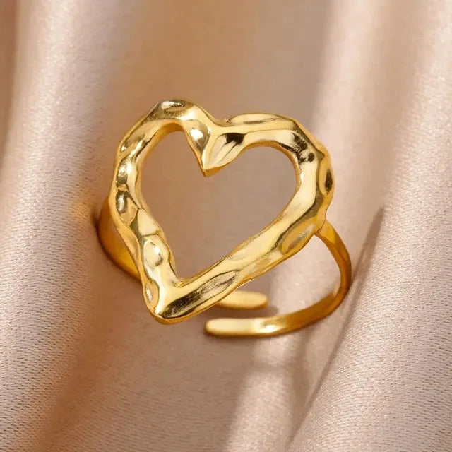 Zenat Zircon Heart Gold Adjustable Ring