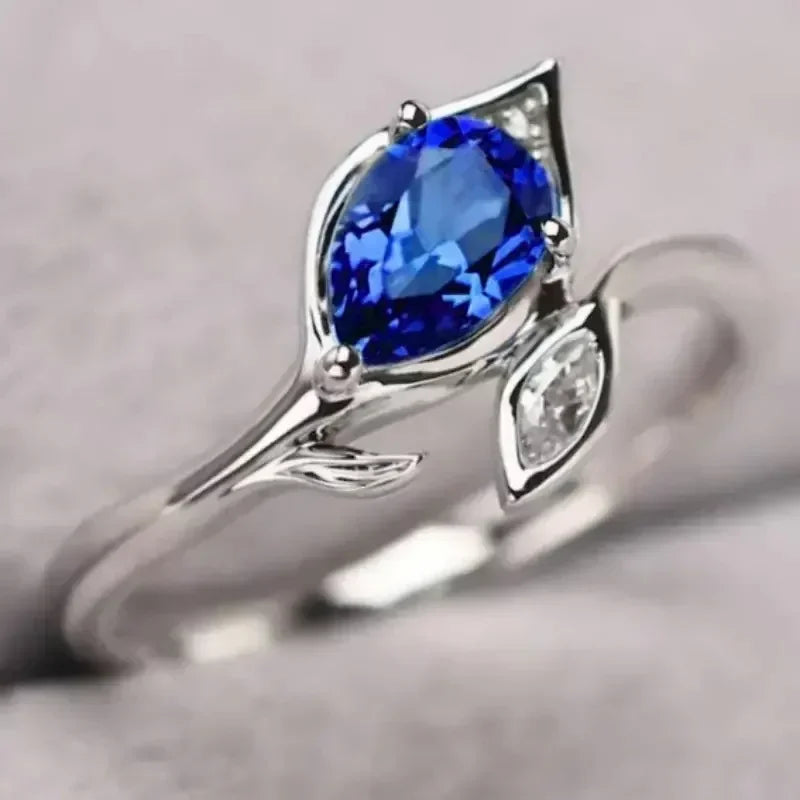 Zenat Blue Cube Zircon Elegant Ring