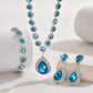 Minimalist Water drops Jewelry Set for Women Crystal Necklace Bracelet Earrings Set Gift Banquet Wedding Anniversary Accessories