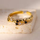 Zenat Gold Zircon Adjustable Stainless Steel Ring
