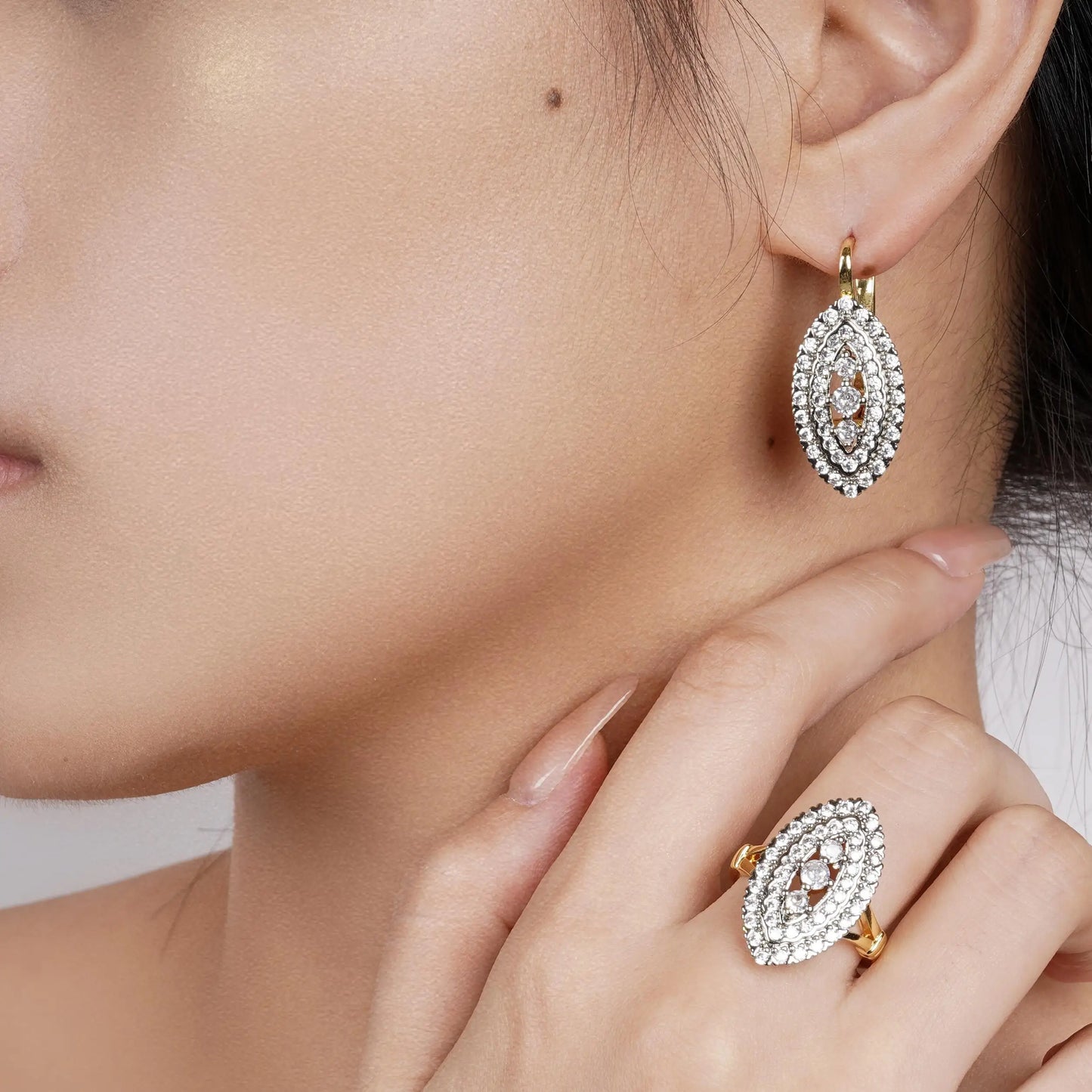 Zenat Evil Eye Earrings & Ring Set – 14K Gold