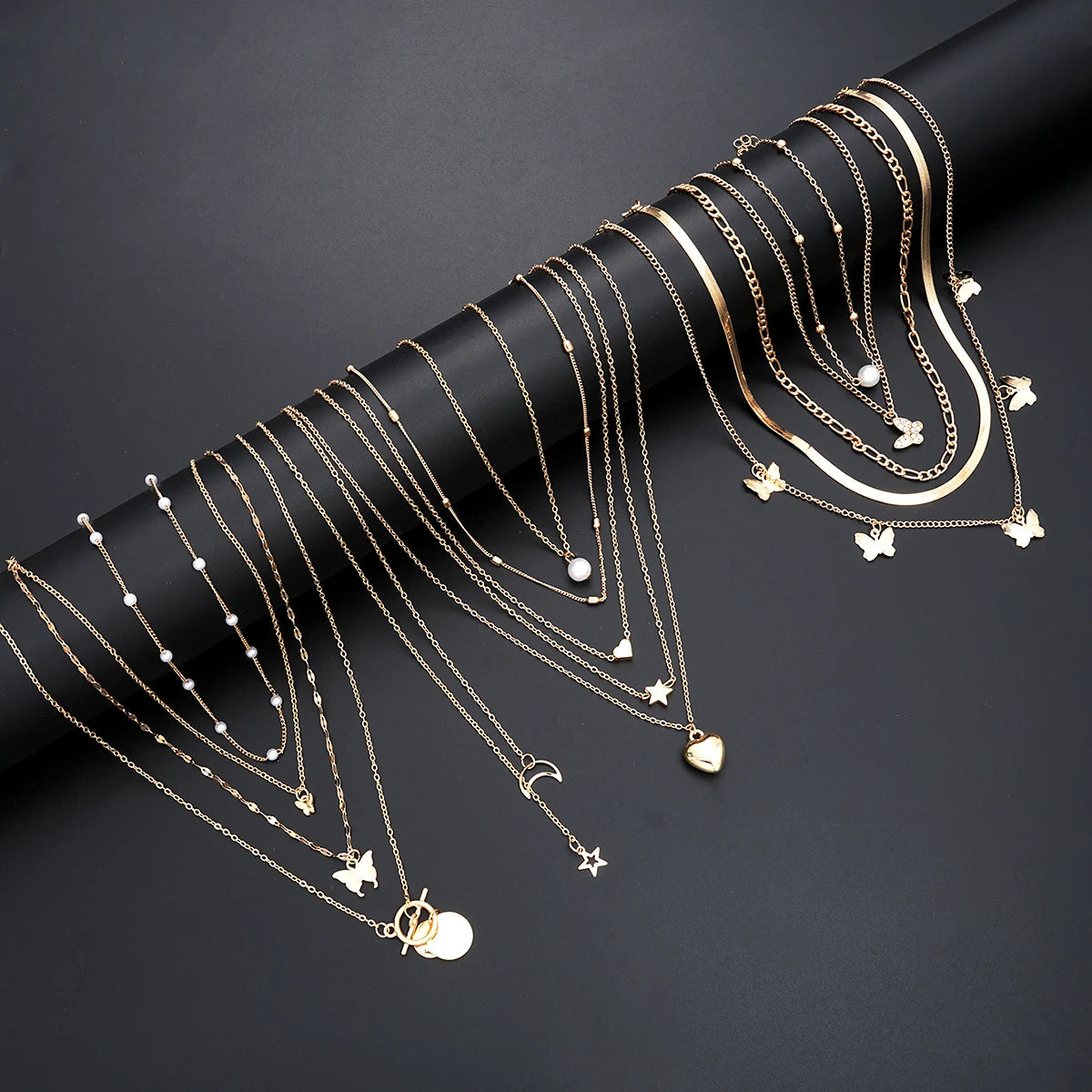 Zenat Stackable Butterfly Heart Star Pearl Moon Pendant