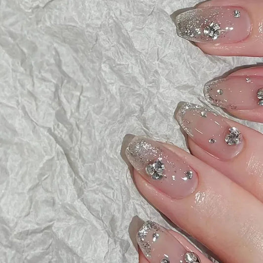 Zenat 24Pcs Glitter Diamond Press-On Nails