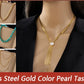 DIEYURO 316L Stainless Steel Golden 3in1 Crossover Snake Chain Necklace Bracelet For Womens New Fashion Waterproof Jewelry Set