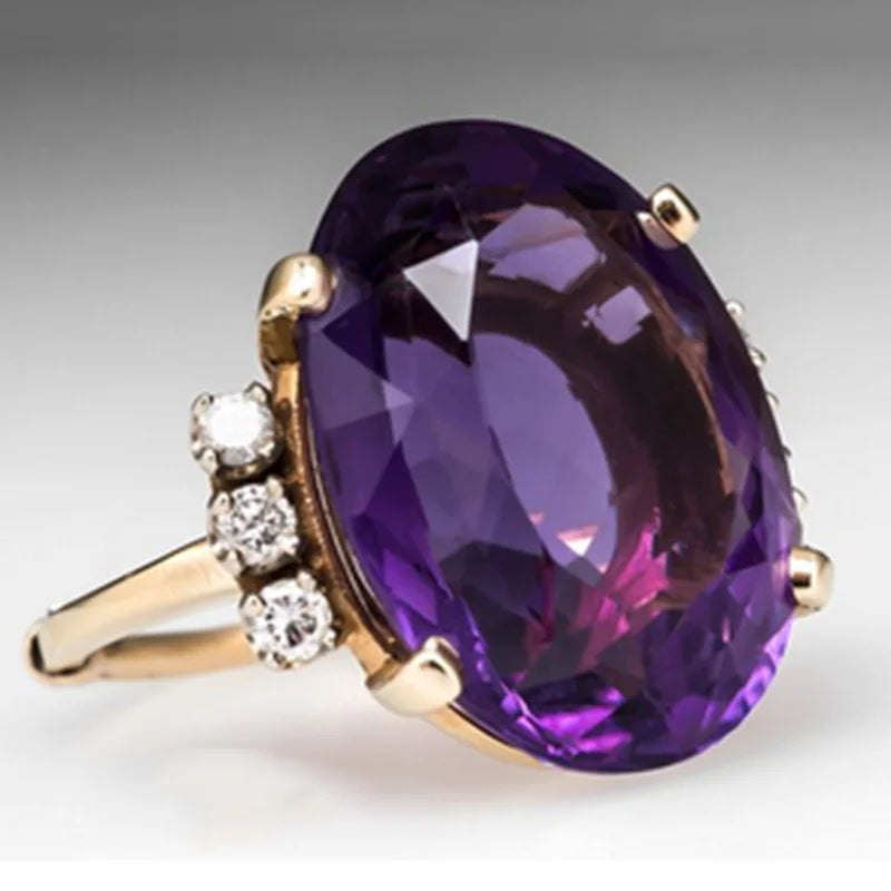 Zenat Oval Crystal Wedding Engagement Ring