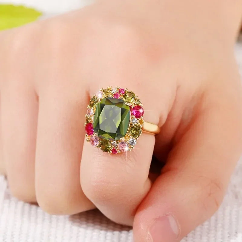 Zenat Colorful Green Cubic Zirconia Rings