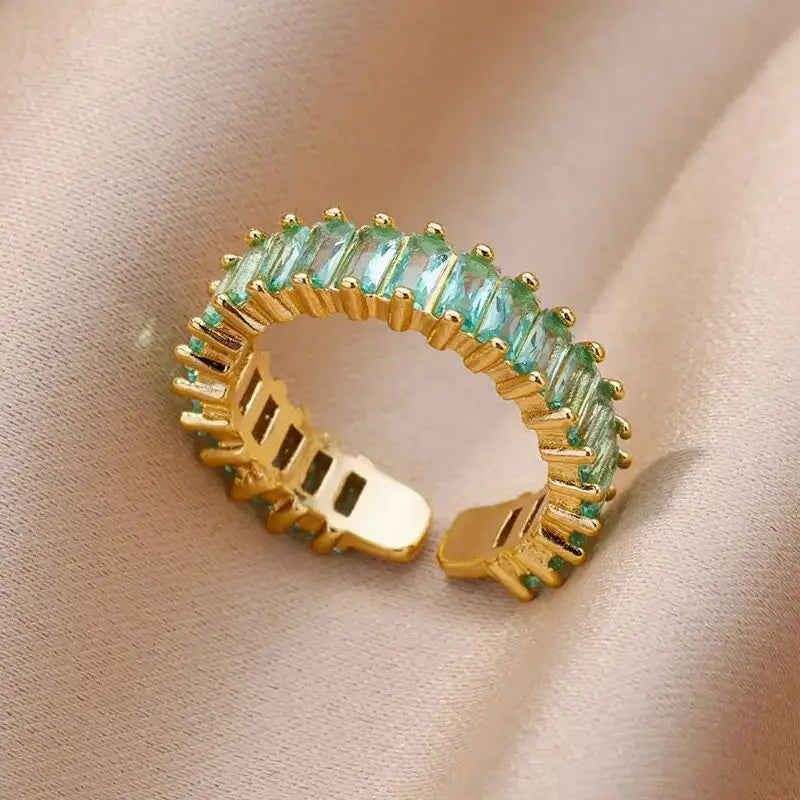 Delicate Colorful Zircon Rings for Women New In Gold Color Wedding Ring Aesthetic Fashion Jewelry Gift anillos mujer