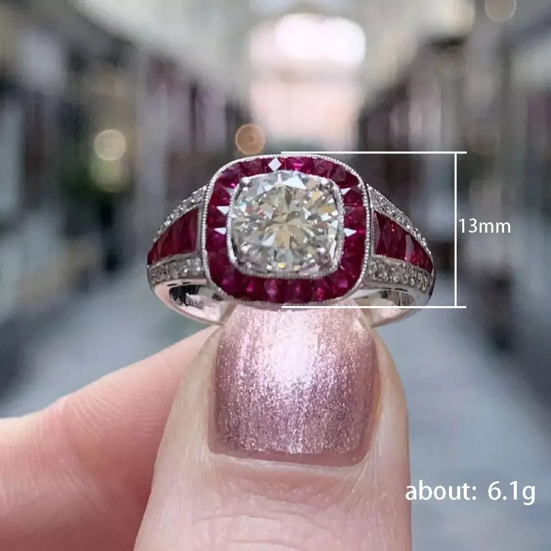Zenat American Red Cubic Zirconia Ring