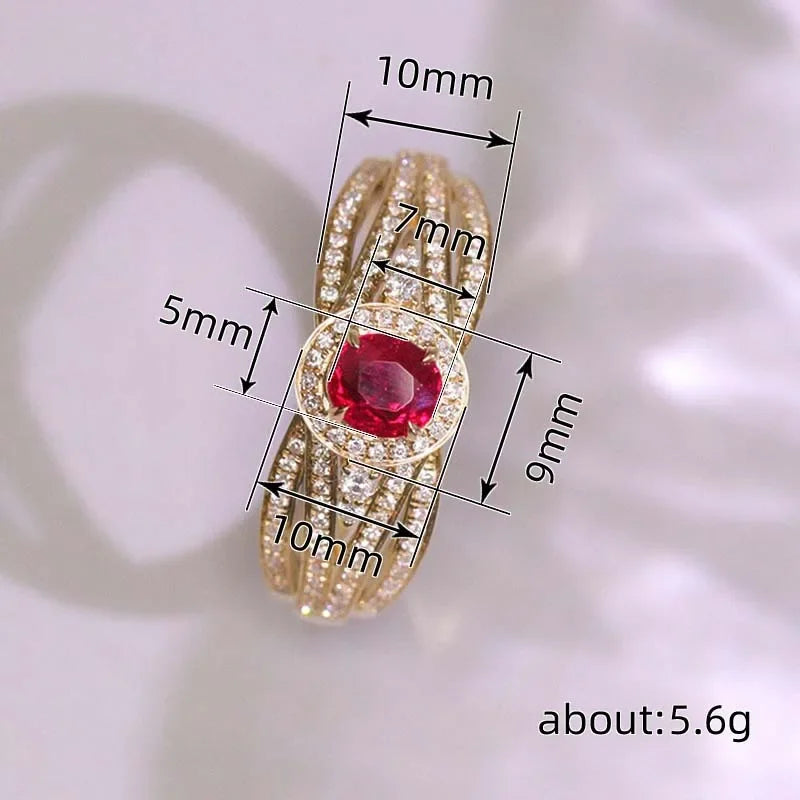 Zenat American Red Cubic Zirconia Ring
