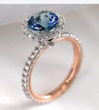 Zenat Luxury Prong Rings – Deep Blue Zircon