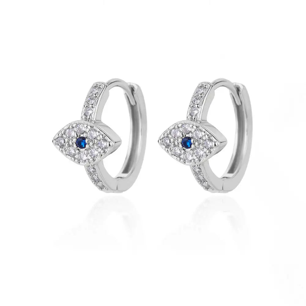 Stainless Steel Evil Eye Earrings for Women 2024 Trend Gold Color Round Circle Hoop Earrings Luxury Wedding Jewelry aretes