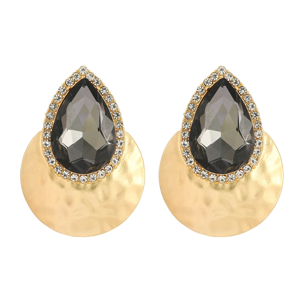 Zenat Big Round Metal Stud Earrings – Elegant Statement