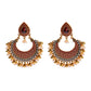 Zenat Retro Green Carved Pearl Tassel Jhumka