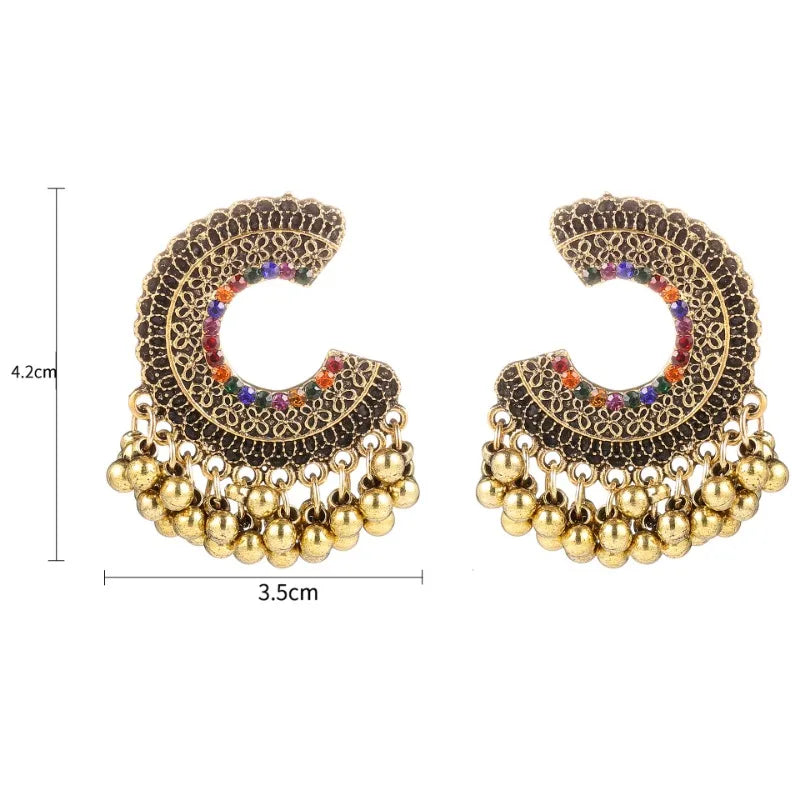 Zenat Colorful CZ Tassel Semicircle Jhumka