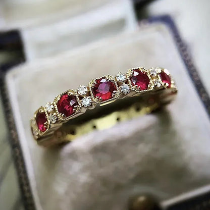 Zenat American Red Cubic Zirconia Ring