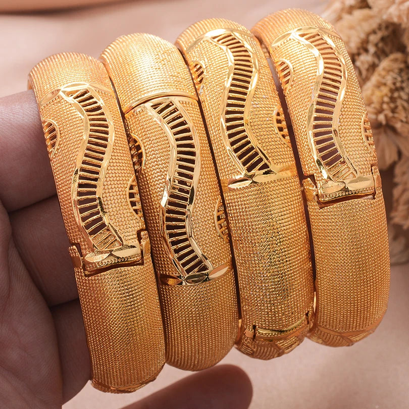 Ethiopian Gold Color Bangles for Women African Jewelry Habesha Middle East Girl Wedding bracelets Gift