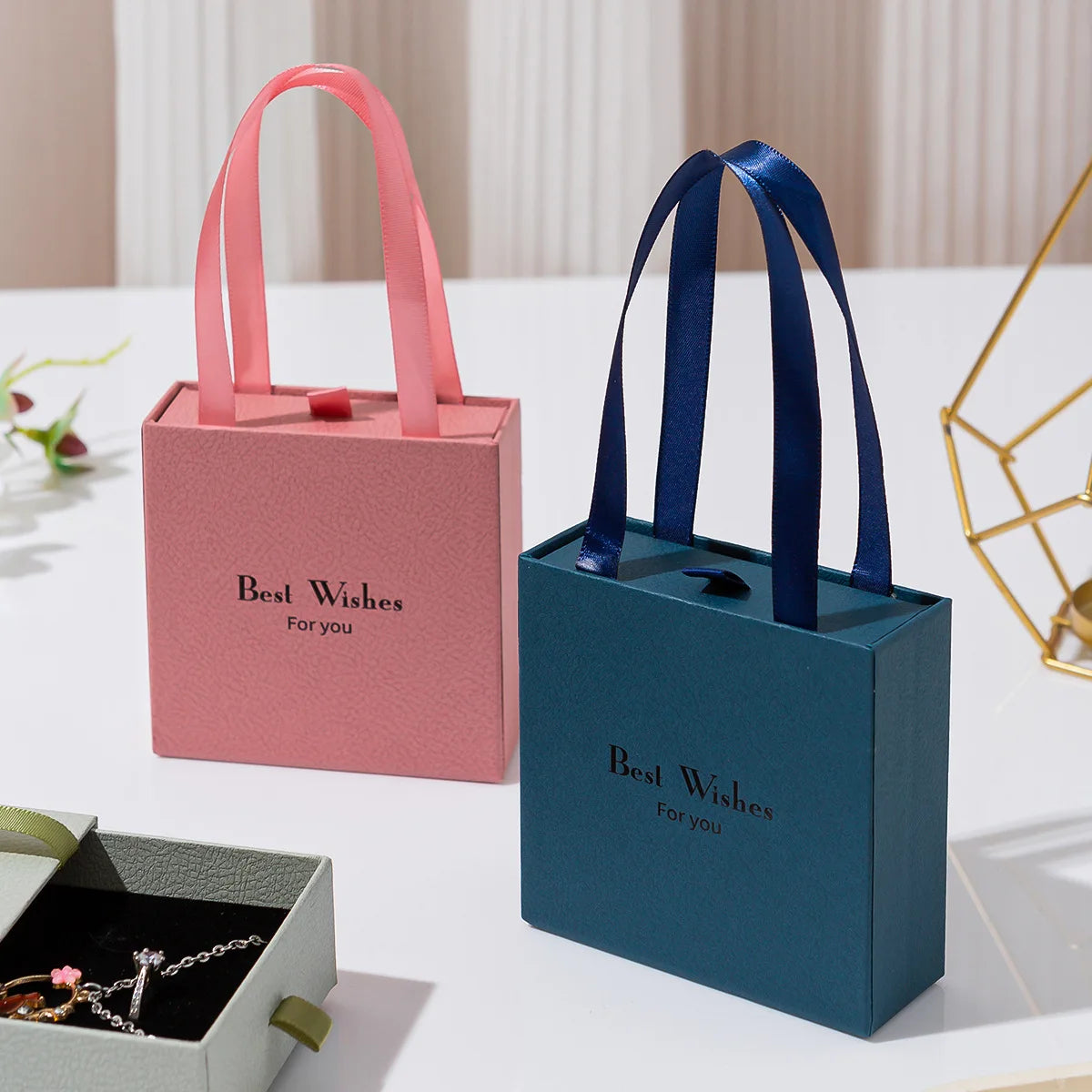 Handheld Jewelry Box Paper Pull-out Drawer Jewelry Case