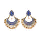 Zenat Retro Green Carved Pearl Tassel Jhumka