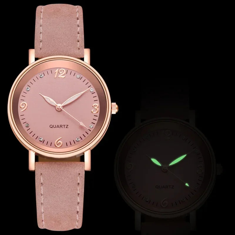 Light Luxury Luminous Quartz Wristwatches for Women Elegant Leather Band Analog Quartz Watches Casual Versatile Watches 스켈레톤 시계